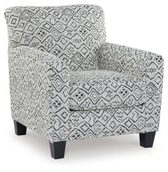 Add visual variation to your contemporary hideaway. This accent chair caps off your aesthetic with a welcome pop of pattern. In neutral hues, the eye-catching piece stays versatile enough to pair with existing seating. Stage it with another chair to creat