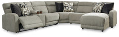 Delightfully modern. Exceptionally comfortable. When it comes to modular furniture with easy-elegant appeal, itâ€™s hard to beat this power reclining sectional with chaise. Wrapped in a decadently plush stone-tone fabric for neutral versatility, this chic