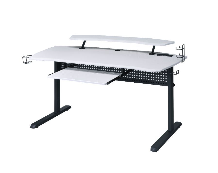 KDâ€¢ Rectangular Gaming Tableâ€¢ Built-in USB Port and Plugâ€¢ Keyboard Tray Includedâ€¢ Storage: Open Compartmentâ€¢ LED Light Includedâ€¢ Table Top Thickness: 18mm<br/><br/><b>Product Features</b><ul><li>Case: 1Pc/1Ctn</li><li>Finish: Black & White Fin
