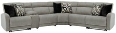 Delightfully modern. Exceptionally comfortable. When it comes to modular furniture with easy-elegant appeal, itâ€™s hard to beat this power reclining sectional. Wrapped in a decadently plush stone-tone fabric for neutral versatility, this chic sectional i