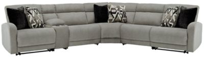 Delightfully modern. Exceptionally comfortable. When it comes to modular furniture with easy-elegant appeal, itâ€™s hard to beat this power reclining sectional. Wrapped in a decadently plush stone-tone fabric for neutral versatility, this chic sectional i
