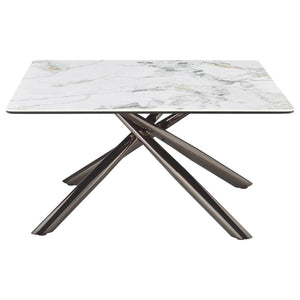 Carvell - Square Sintered Stone Top Coffee Table - Mirage White