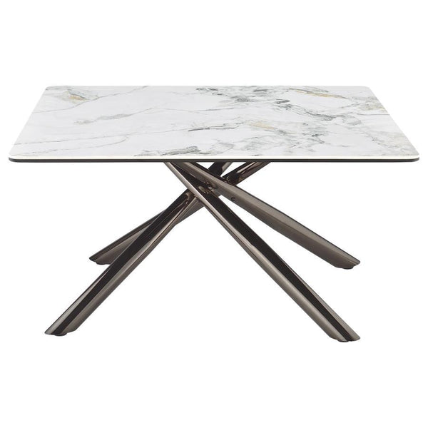 Carvell - Square Sintered Stone Top Coffee Table - Mirage White