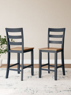 Complement your homeâ€™s simply relaxed sensibility with this counter height bar stool. A dark blue hue offers a chic contrast to the natural wood tone, for a casual look that vibes with a variety of aesthetics. Its hard, contoured seat design prioritizes