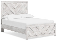 Charmingly designed, this full panel bed embraces the aesthetics of countryside living and repurposes them for modern settings. Its whitewash paint, replicating the wear and tear of time, appeals to your love of vintage character. And a chic chevron patte