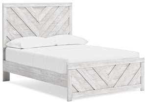 Charmingly designed, this full panel bed embraces the aesthetics of countryside living and repurposes them for modern settings. Its whitewash paint, replicating the wear and tear of time, appeals to your love of vintage character. And a chic chevron patte