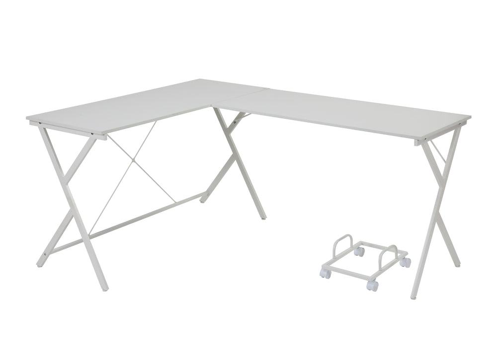 Corner Computer Desk Orientation: -"L-" Shape X-Shape Metal Frame BaseRectangular Table Top<br/><br/><b>Product Features</b><ul><li>Corner Computer Desk</li><li>Orientation: -"L-" Shape</li><li>X-Shape Metal Frame Base</li><li>Rectangular Table Top</li><l