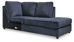 This right-arm facing corner chaise is made with polyester upholstery. Pairs with other items in the series to make a sectional.<br><br><b>Additional Dimensions</b><br><ul><li>Arm height: 25-"</li><li>Seat depth: 68-"</li><li>Seat height: 20-"</li><li>Top