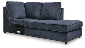This right-arm facing corner chaise is made with polyester upholstery. Pairs with other items in the series to make a sectional.<br><br><b>Additional Dimensions</b><br><ul><li>Arm height: 25-"</li><li>Seat depth: 68-"</li><li>Seat height: 20-"</li><li>Top