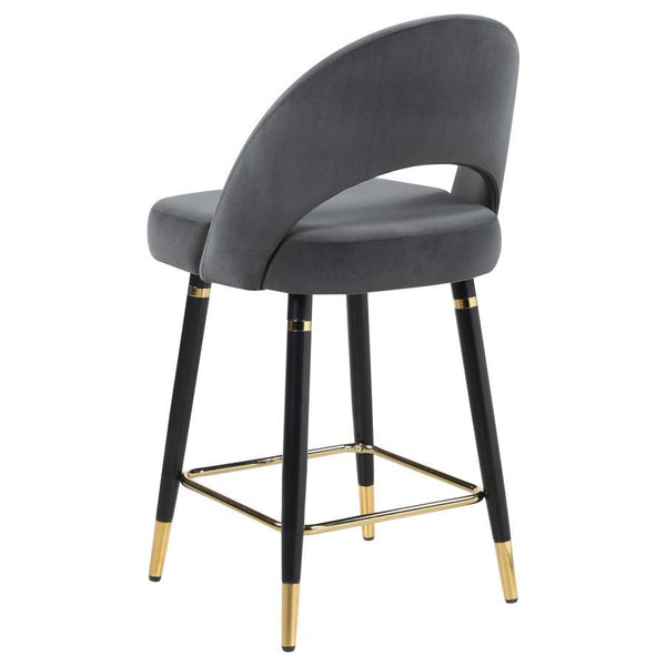 Lindsey - Velvet Upholstered Counter Chair (Set of 2) - Gray