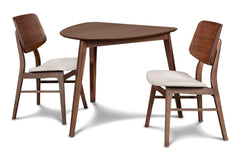 The Oscar Mid-Century Modern Wood 3-Piece Dining Set seamlessly combines timeless design with practical functionality. This elegant set, including a corner dining table and two dining chairs, captures the essence of Mid-Century Modern style with its clean