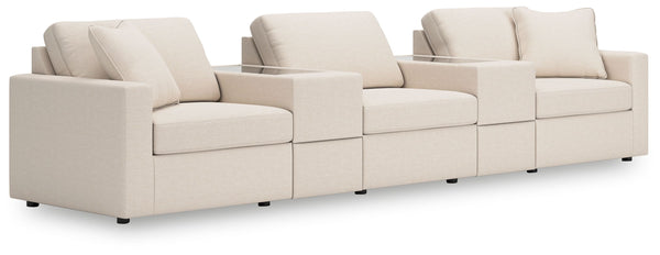 Looking cool and contemporary is great. But when it comes down to it, youâ€™re all about low-maintenance lounging. With the performance fabric on this sectional with console, cleaning spills is a breeze. Its customizable modular design caters to your ever