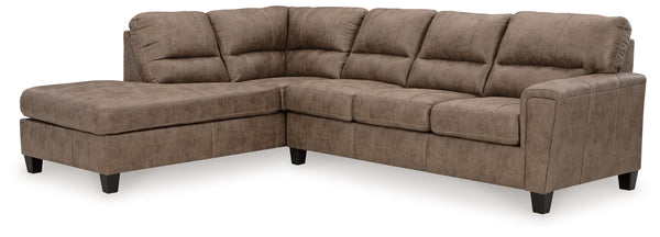This decidedly modern sectional with chaise proves less is more, bringing simply inviting style to your living room. Take the guesswork out of decoratingâ€”its warm faux leather has a universal appeal, pairing with casual and contemporary aesthetics alike
