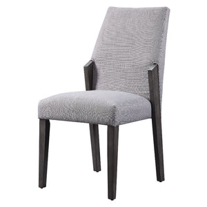 The Belay dining set combines the sharp modern look of tempered glass with the warmth of a gray oak finished base. A traditional height dining table that comfortably seats six, the rectangular table adds upscale glamour bringing a chic, industrial feel to