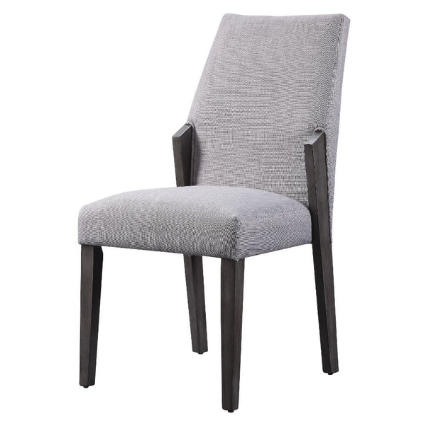 The Belay dining set combines the sharp modern look of tempered glass with the warmth of a gray oak finished base. A traditional height dining table that comfortably seats six, the rectangular table adds upscale glamour bringing a chic, industrial feel to