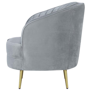 Sophia - Upholstered Channel Tufted Barrel Accent Chair - Gray