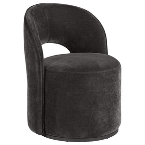 This contemporary swivel accent chair blends style and comfort, featuring luxurious velvet upholstery. Its curved silhouette and 360-degree rotation enhance versatile seating arrangements. Perfect for a living room corner or reading nook, it creates a plu