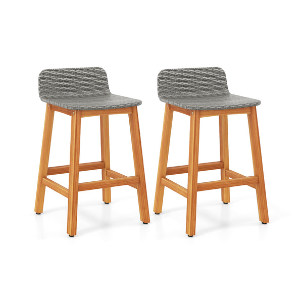 High-quality acacia wood construction for durability<br>Splinter-free surfaces for a smooth and safe touch<br>Ergonomic design with a supportive backrest and curved armrests<br>PE rattan seat is fade-resident for long-time use<br>Added footrests for a coz
