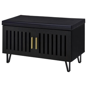 Brixton - 2-Door Padded Entryway Shoe Storage Bench - Black