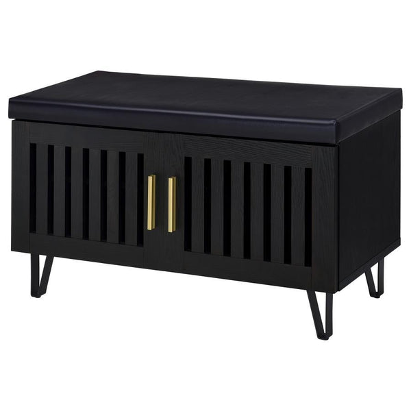 Brixton - 2-Door Padded Entryway Shoe Storage Bench - Black