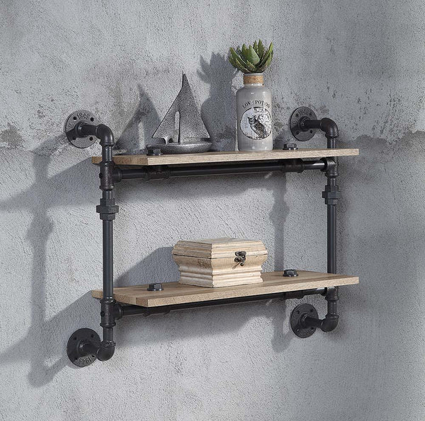 Add a touch of farmhouse industrial with the Brantley pipe wall shelf. Ideal for any room in the home. Great for exhibiting wall decor and as a stylish storage display. Providing spacious storage and decor to keep your home or office clean while adding an
