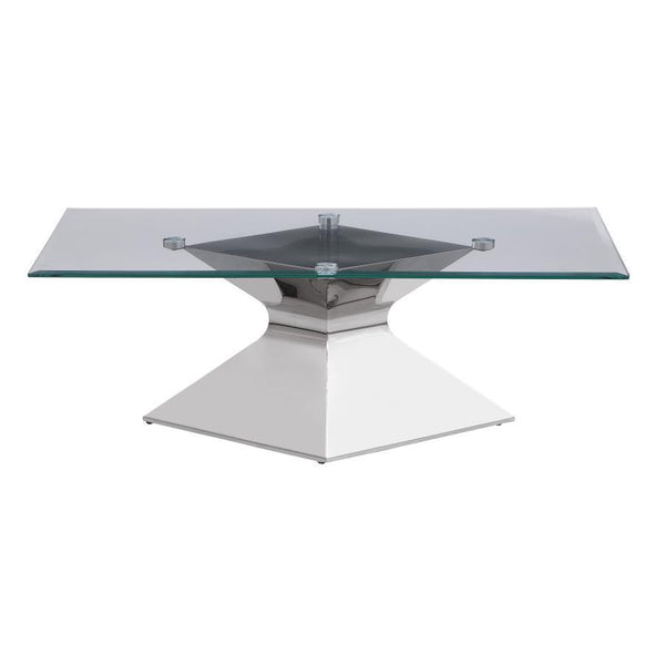  it includes a rectangular top with a beveled edge for added dimension. The clear glass showcases the 