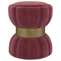 Put finishing touches on a chic decor with a modern glam ottoman. Its hourglass silhouette is playful and elegant, with a wide band highlighting in a bright gold finish. The round ottoman is a compact addition, offering a perfect spot to prop your feet. I