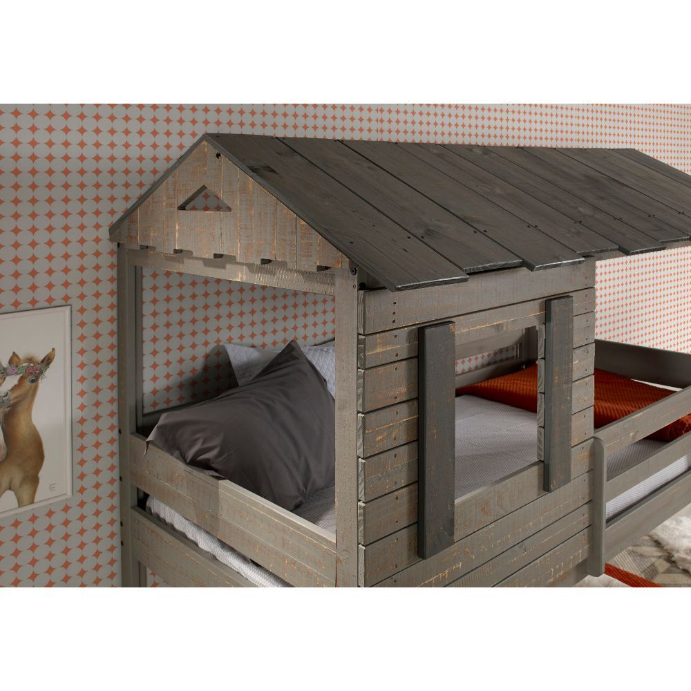 Make bedtime fun again with the Darlene Bunk Bed. This sturdy piece is expertly crafted with selected solid pine wood. Guardrails are included for added safety, as well as a ladder for easy access to and from the top bed. Perfectly complemented by a Multi