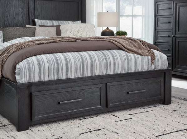 Foyland - Black / Brown - California King Panel Storage Bed