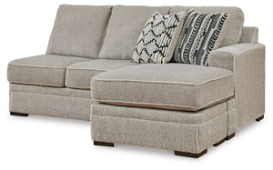 This right-arm facing sofa chaise is made with polyester upholstery. Pairs with other items in the series to make a sectional.<br><br><b>Additional Dimensions</b><br><ul><li>Arm height: 28-"</li><li>Seat depth: 46-"</li><li>Seat height: 23-"</li><li>Top o