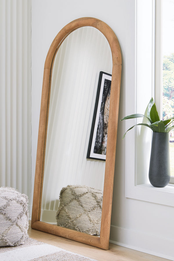  with its naturally beautiful wooden frame offering a casually chic appeal. The full-length design upgrades this mirror to an eve