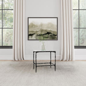  this end table highlights a genuine marble surface that rests on a handcrafted iron frame with an antique black finish. Serve as a side table near a sofa or utilize as an accent table for showcasing dÃ©cor. Its 