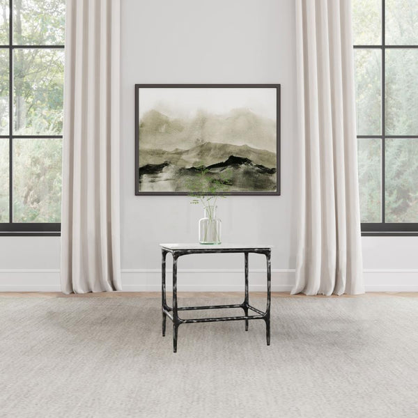 this end table highlights a genuine marble surface that rests on a handcrafted iron frame with an antique black finish. Serve as a side table near a sofa or utilize as an accent table for showcasing dÃ©cor. Its 