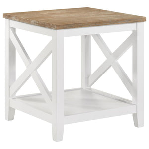 Instill rustic style with a charming two-tone end table that complements casual decor to perfection. From farmhouse to cottage to coastal, the versatile side table adds inviting style as it provides an ideal spot for a lamp or vase of flowers. Its two-ton