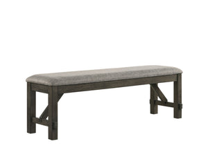 The Gulliver Upholstered Dining Bench in rustic brown offers a combination of quality construction and timeless design, making it a versatile addition to your home. This bench is crafted from durable solid rubberwood and acacia wood veneers, ensuring long