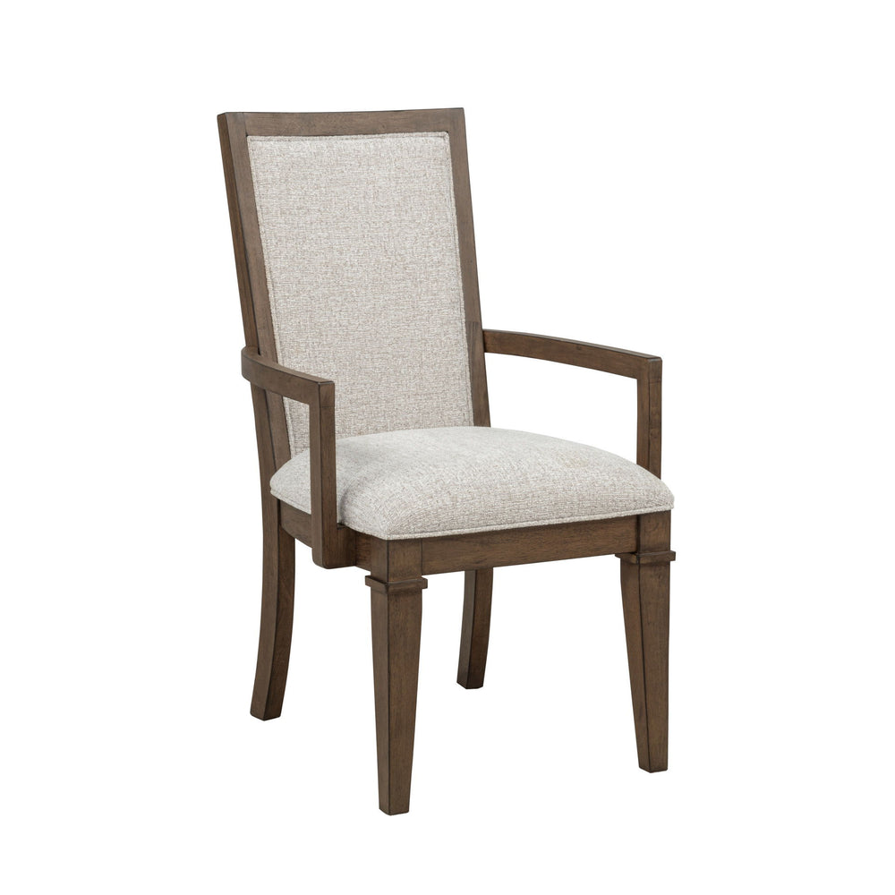 The Mariana Dining Arm Chairs in Vintage Mocha, available as a set of two, combine timeless craftsmanship with enduring comfort. Constructed from solid Rubberwood, premium manufactured woods, and Acacia wood veneers, these chairs offer long-lasting streng