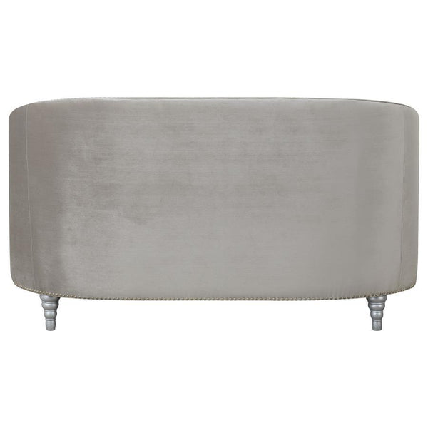 Avonlea - Upholstered Sloped Arm Loveseat Velvet - Pearl Silver