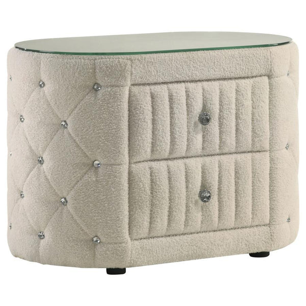  adorned with sparkling acrylic button tufts