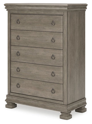  this chest of drawers is distinguished by its stunning attention to detail. Youâ€™ll find the light gray finish encourages an attitude of laid-back lux