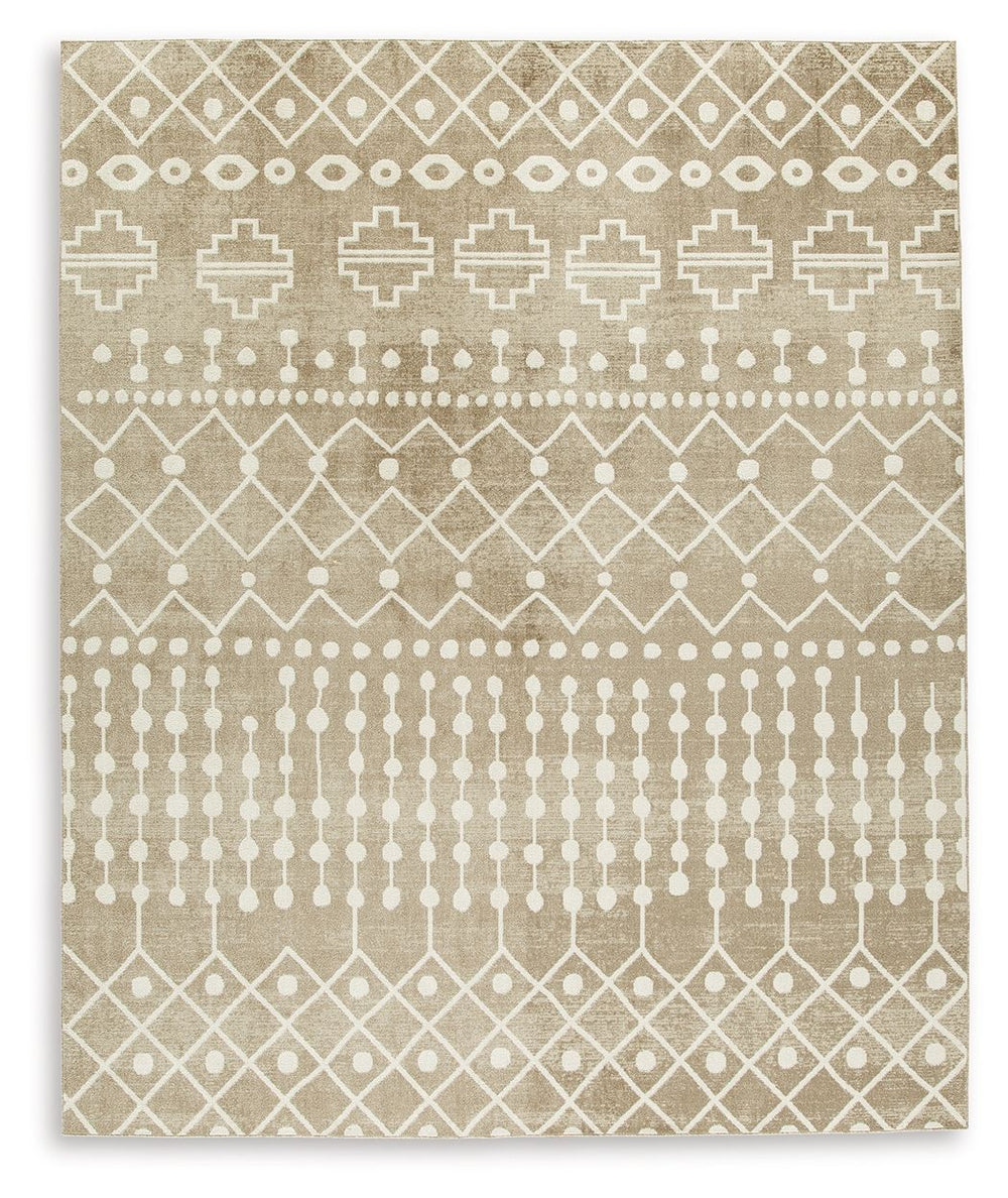 Inspired by ancient tribal patterns, this area rug showcases an eclectic mix of unique motifs in neutral hues. Its low pile height makes it ideal for high-traffic spaces. This area rug is machine washable for fuss-free cleaning.<br/><br/><b>Product Featur