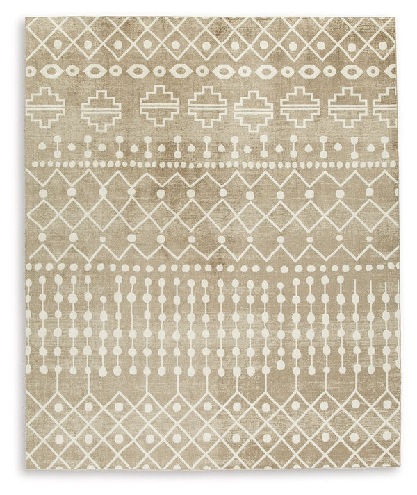 Inspired by ancient tribal patterns, this area rug showcases an eclectic mix of unique motifs in neutral hues. Its low pile height makes it ideal for high-traffic spaces. This area rug is machine washable for fuss-free cleaning.<br/><br/><b>Product Featur