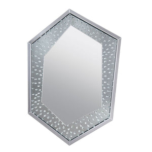 Open up space in any room with this sophisticated, eye-catching, Nysa wall mirror. Its clean-lined hexagon silhouette brings visual appeal to your decor, while its shimmering mirrored frame is perfect set against a crisp white wall for a prominent look. L