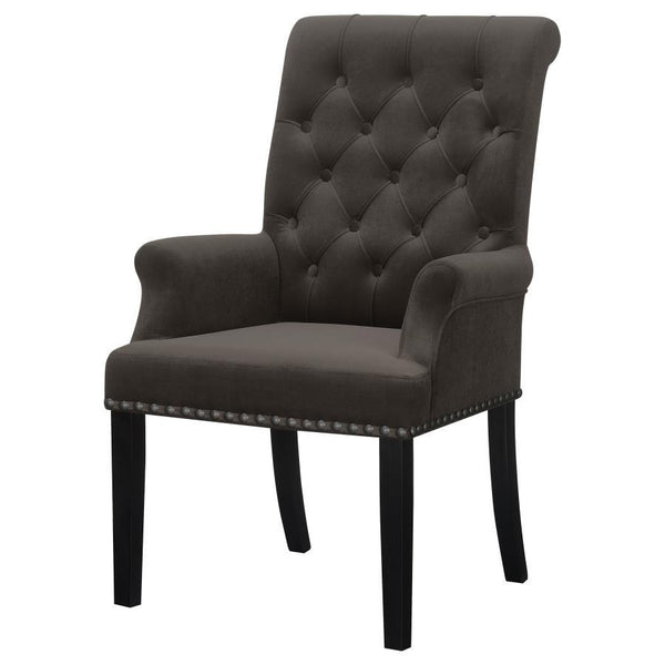 Alana - Velvet Upholstered Dining Arm Chair - Brown