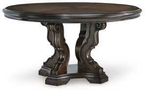 Taking its cue from the grandeur and grace of classic European furnishings, this dining table is nothing short of stunning. Traditional in every senseâ€”yet with a touch of modern classâ€”this table serves up style in a grand way. The look is timeless. Th