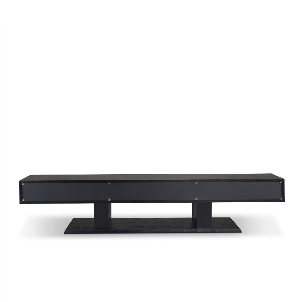 Inspired by heterogeneous global lifestyle, this Follian TV stand is designed to be an essential piece in any living room area. Covered in the high quality black veneer, ultimate elegance is presented with functionality. Featuring three drawers and an ope