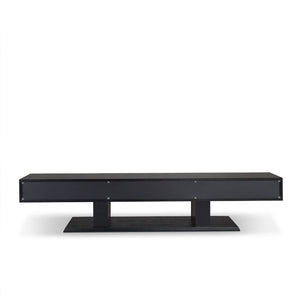  this Follian TV stand is designed to be an essential piece in any living room area. Covered in the high quality black veneer