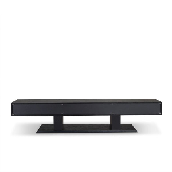  this Follian TV stand is designed to be an essential piece in any living room area. Covered in the high quality black veneer