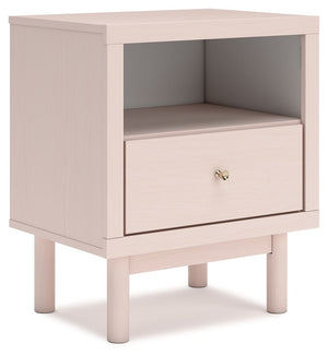 Pretty in pink. This nightstand keeps the spirit of your homeâ€™s modern aesthetic while suiting all your young oneâ€™s needs. Its subtle blush finish brings a playful, charming vibe to organizing bedside essentials, while USB charging keeps devices ready