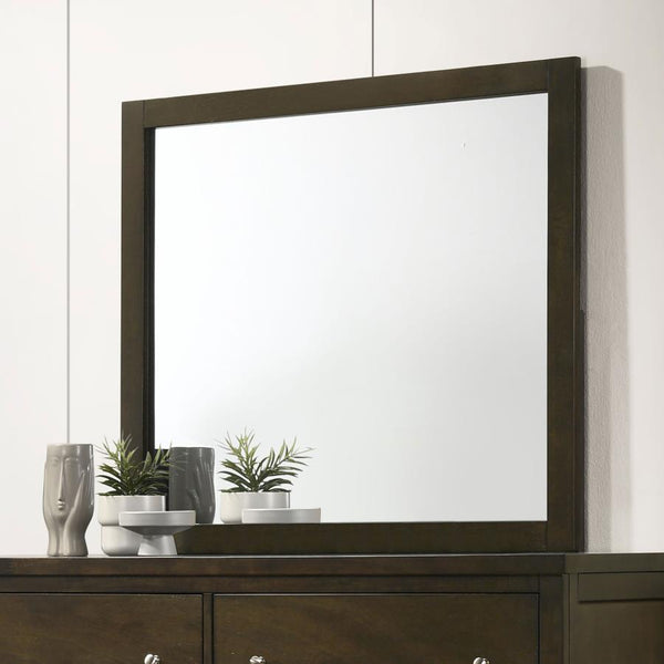  perfectly complementing your dresser with its clean lines and simple design. The dark cocoa finish on the frame adds warmth and sophistication