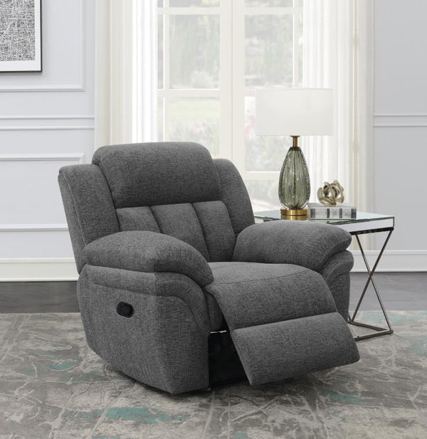  this chair comes with a stay-in-place wall hugger mechanism that makes the most of a compact corner or
